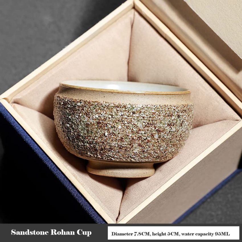 JianZhan Tenmoku Ceramic Handmade TeaCup Porcelain Teacup Kungfu Tea Cup Tenmoku Teacup Master Teacup Ceremonial Matcha Tea Mug,Sandstone Rohan Cup