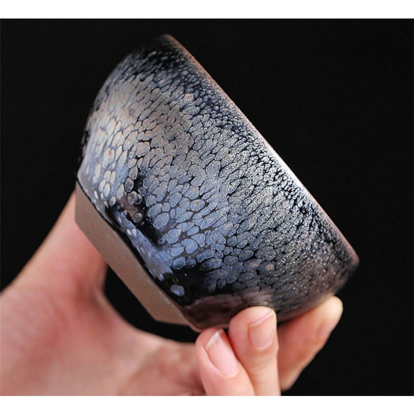 HAPPYDOG JianZhan Tenmoku Tea Coffee Cup Bowl Chinese Crafts Mug Designer Collection Ceremony Ancient Style Handmade (Mixed 2 colors gift box)