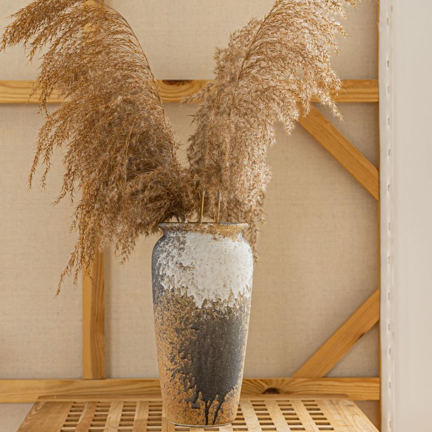 Rustic Ceramic Floor Large Vase for Farmhouse Decor, Pottery Clay Tall Terracotta Vase for Flowers, Pottery Vase for Living Room Decor, Shelf, Mantel Decoration, Wedding Housewarming Gift