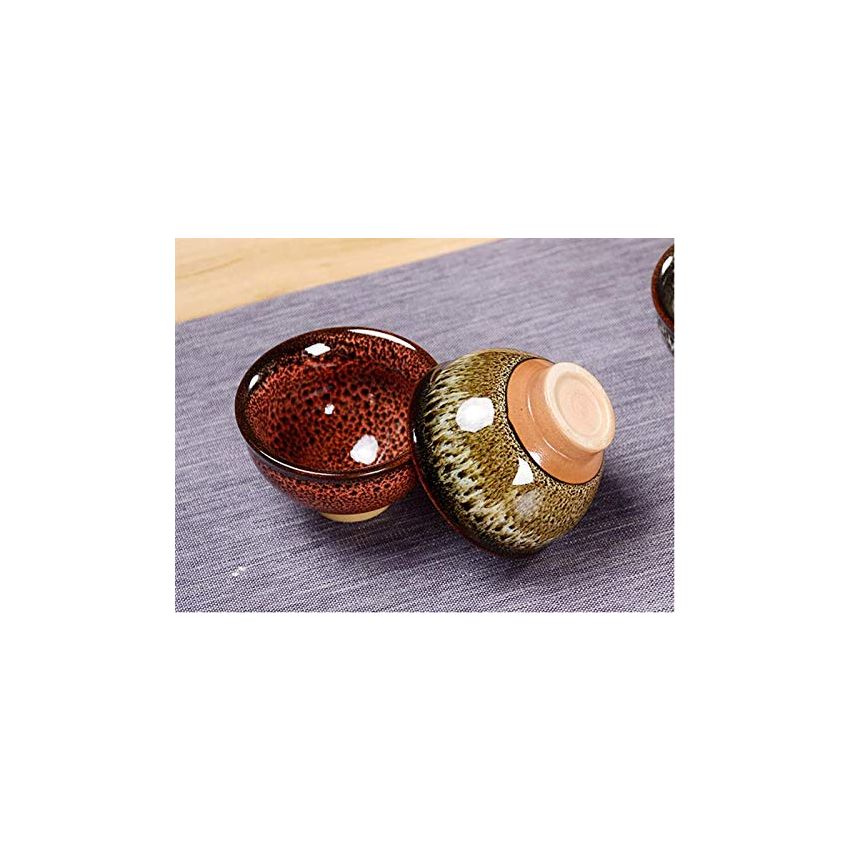 Chinese Ceramic Kung Fu Tea Set of 6, Japanese Tea Cup, Sake Cup, Ceramic Tea Cup, Ceramic Tea Set (6 colors)