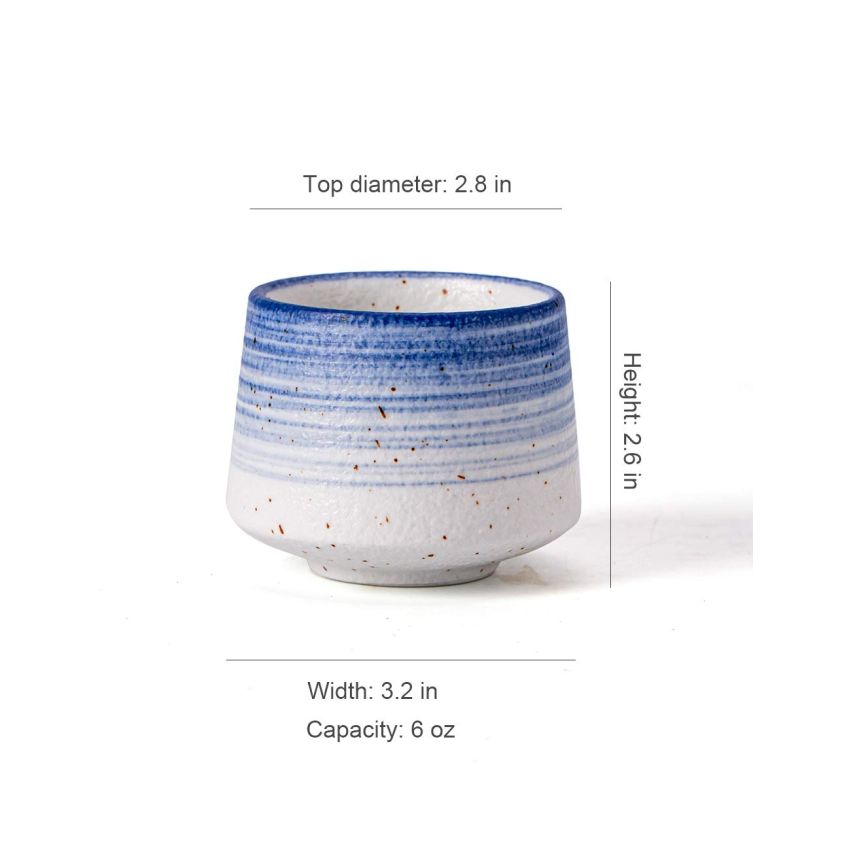 TANG PIN Handcrafted Ceramic Tea Cups Chinese Kung Fu Tea Cup Set of 2, Coffee Mugs for Cappuccino, Ceramic Sake Cups, 6 OZ (Black & Brown)