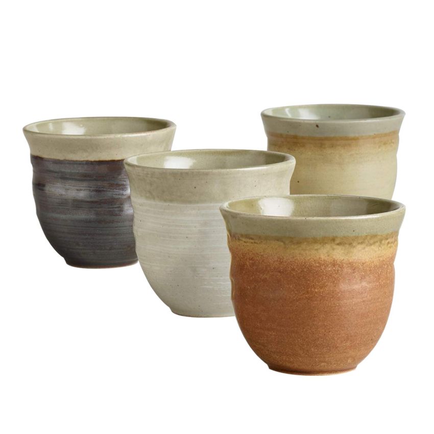 Japanese Tea Cups - Ceramic Tea Set - Elegant Japanese Cups for Hot and Cold Drinks - Housewarming Gift Japanese Tea Set - Coffee Mug No Handle - Asian Teacups - Japanese Ceramic Mug - Set of 4