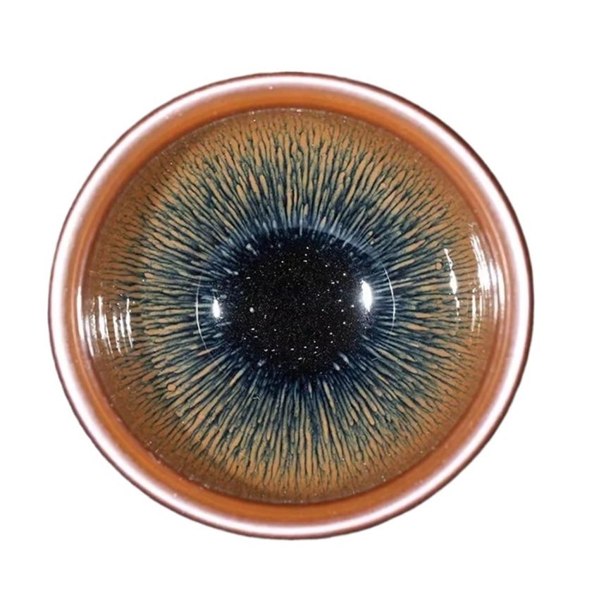 Jianzhan Tea Cup Traditional Hare Fur Tenmoku Tea Bowl Cup for Tea Porcelain Pattern Naturally Formed in Kiln Tea