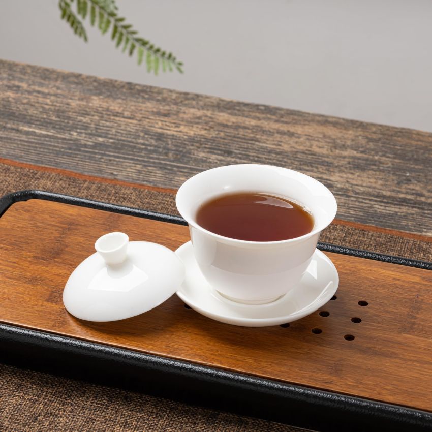 Classic China 6 Oz/ 180ml Gaiwan Tea Bowl Set,Dehua Suet Jade Porcelain Teacup for Brew Kung Fu Tea (White)