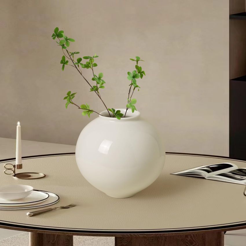 Kokrose Terracotta Table Vase, White Large Pottery Vase, Rustic Vase for Home Decor, Ceramic Vases for Centerpieces, Floor Vase for Pampas Grass