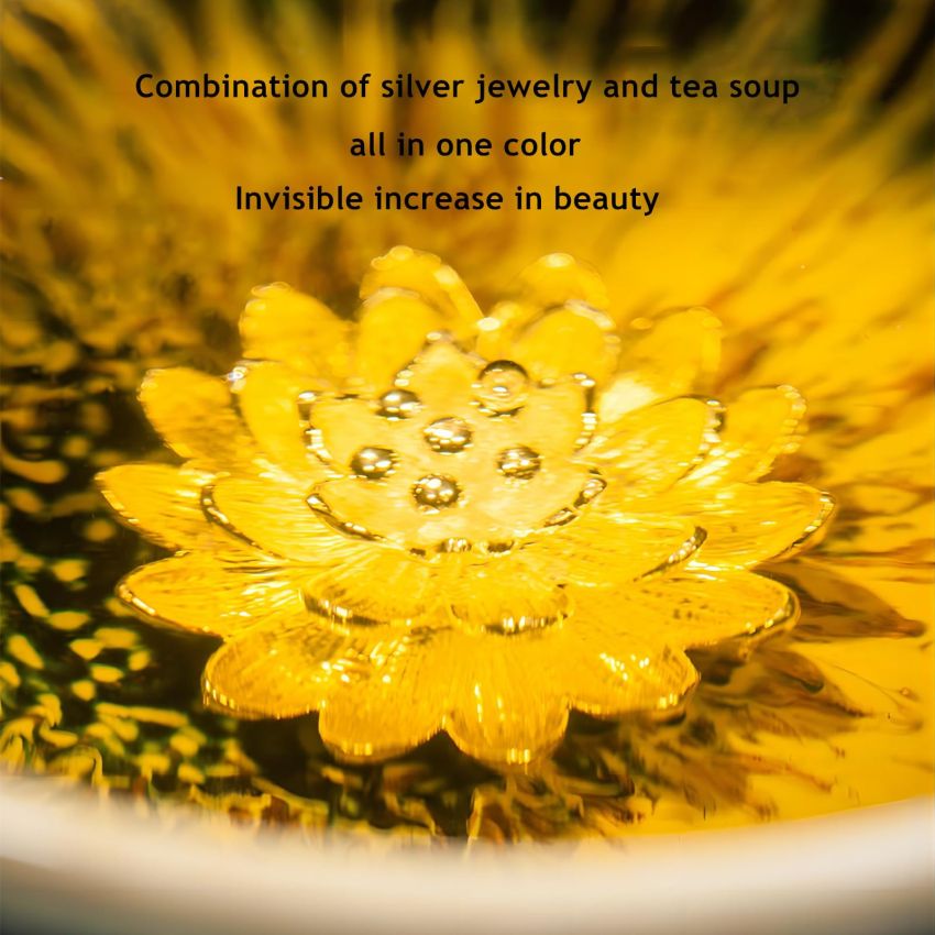 Beautiful Jianzhan Tea Cup, 3d Silver Lotus Inlaid Ceramic Tea Cup Handmade Fancy Glaze Tenmoku Cup Chinese Kungfu Tea Cup (Blue)