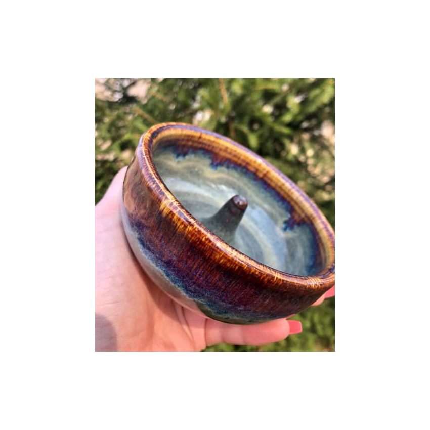 Apple Baker, Handmade Stoneware Ceramic Pottery, in Stone Grey with Blue and Purple Swirl