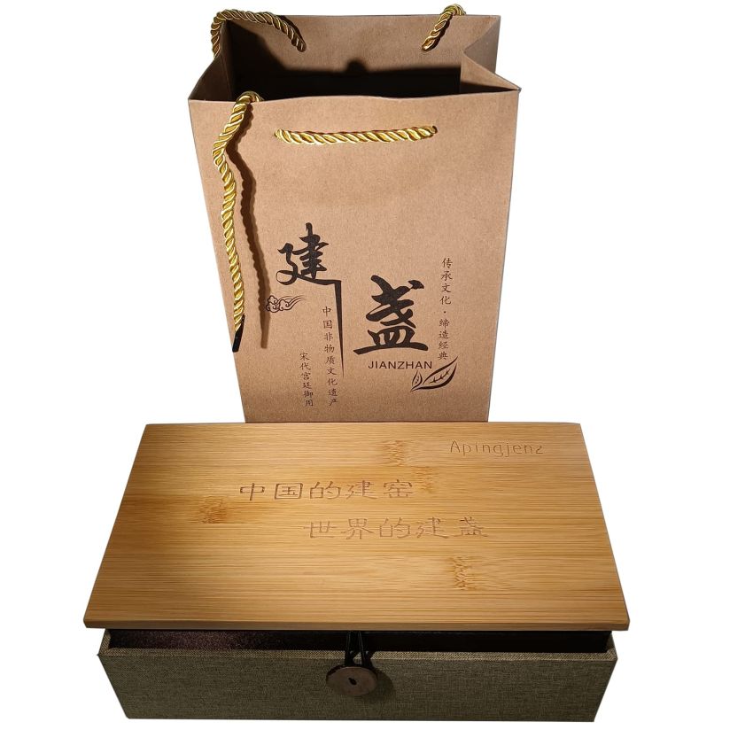 Jianzhan Ceramic Tea Cup, Kung Fu Tea Set, Coffee cup，Tenmoku Teacups - Chinese Time-honored Kiln Fired Craftmenship Set of 2 (2 colors)