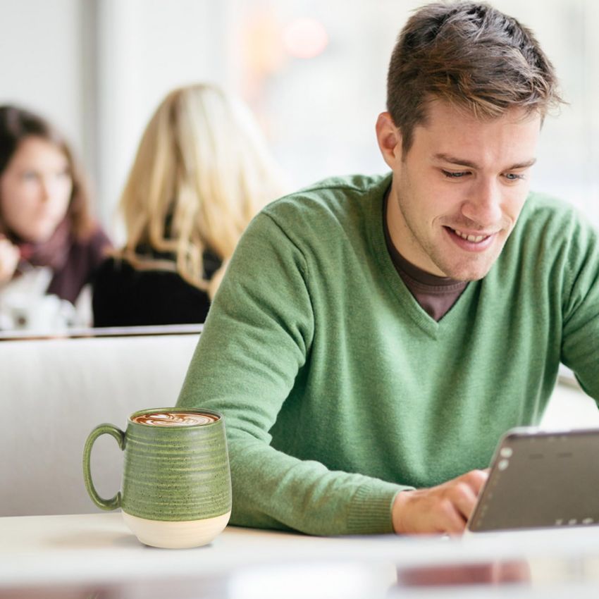 Hasense Coffee Cup, Ceramic Soup Cup With Handle, 20oz Large Coffee Cup for Home and Office, Prefect for Tea, Coffee, Latte, Dishwasher Microwave Safe, 1 PCS(Green)