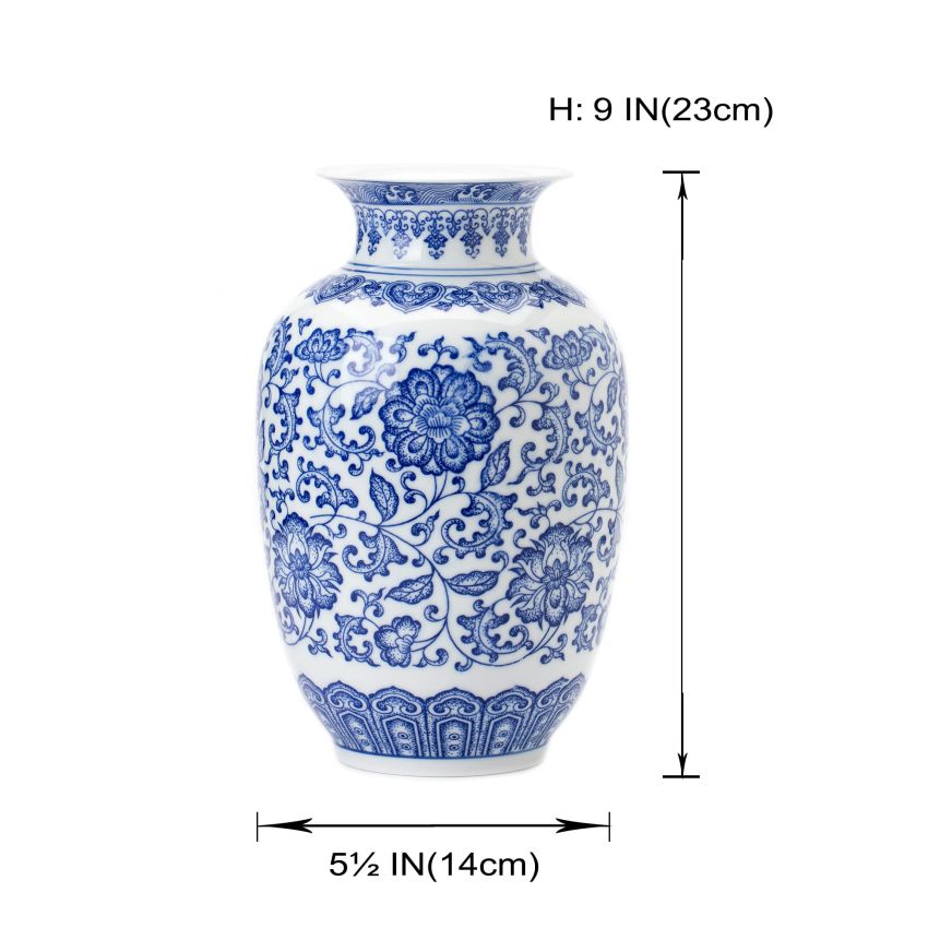 Blue Vase, Chinoiserie Vase, Ginger Jar Vase for Home Decor, Blue and White Porcelain Decor,9 