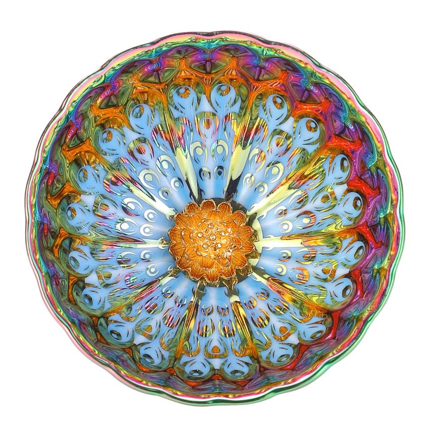 Colorful Tenmoku Tea Cup, 5 oz Jianzhan Ceramic Tea Cup with Lotus Decorations in Bottom, Chinese Small Kungfu Tea Cup, Ideal Gift for Cup Lovers