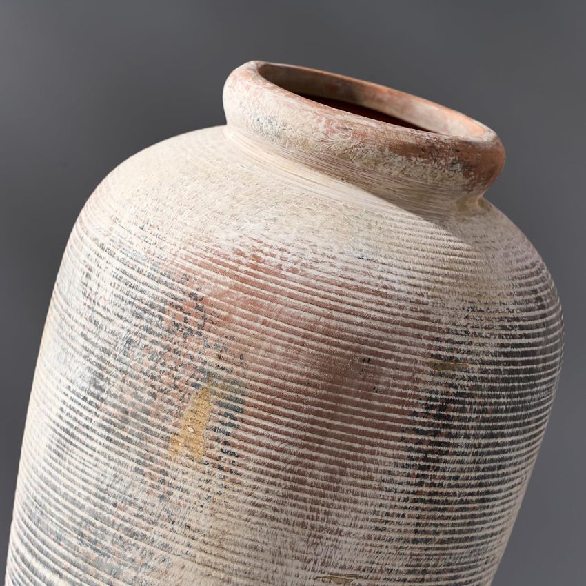 Large Ceramic Rustic Vase, 11 inch Minimalist Decorative Vase, Farmhouse Tall Vase for Home Decor, Living Room, Shelf Decor, Enterway, Table Decoration, Gray