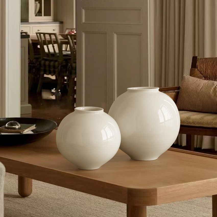 Kokrose Terracotta Table Vase, White Large Pottery Vase, Rustic Vase for Home Decor, Ceramic Vases for Centerpieces, Floor Vase for Pampas Grass