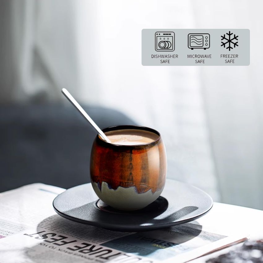 Ceramic Kiln-Change Espresso Cups Small Espresso Coffee Cup Spirits Cups Tasting Cups Ceramic Mate Cup Set of 4 (3Oz)