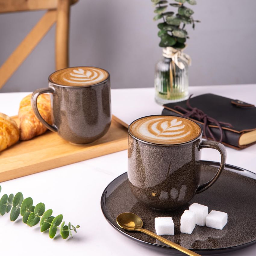 12OZ Ceramic Coffee Mugs Set of 4, Large Porcelain Coffee Cups With Large Handle For Latte,Cappuccino,Milk,Cocoa,|Dishwasher&Microwave Safe Mug Sets,Ideal for Man,Woman,Dad, Mom-Coffee