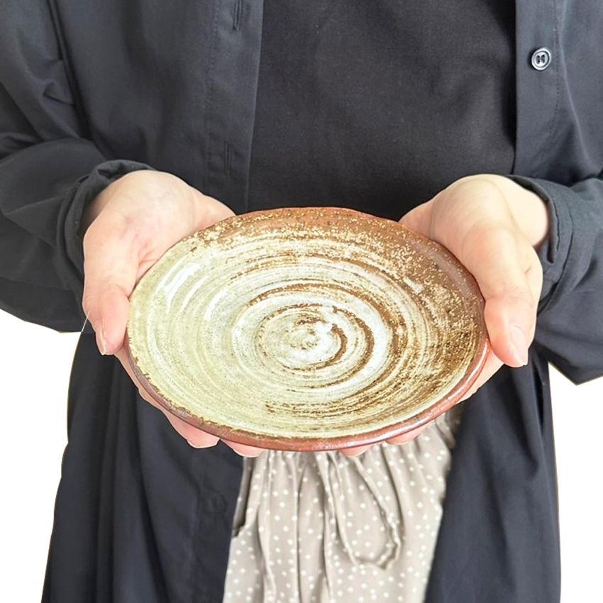 5.9 inches Serving Plates Set of 5, Rough Cut Shape Pottery, Dishwasher and microwave safe ,Japanese Traditional Style and Color, Dessert plates, Appetizer Plates, Side Dish Plates and Salad Plates