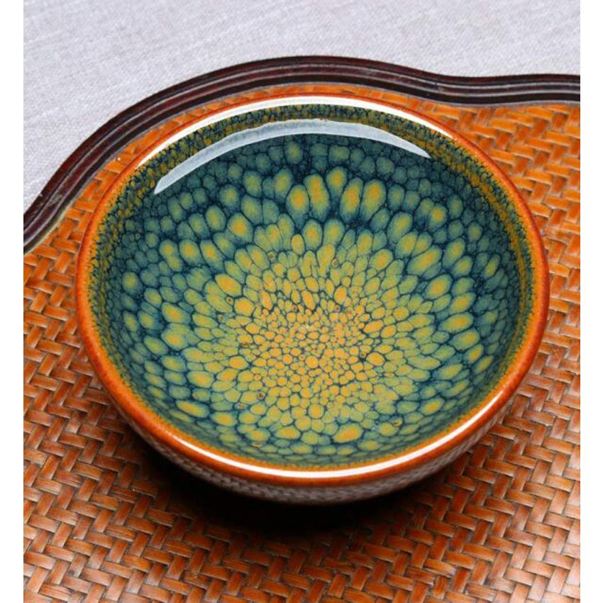 One Featured JianZhan Raw Ore Tenmoku Colorful Wide Mouth Tea Cups Handmade Ceramic kung fu Tea Cup - NO.58