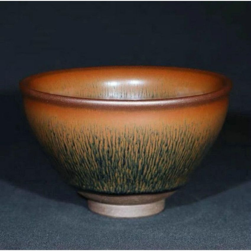 jisili Tenmoku Jianzhan cha Bowl. Volume:120 ml/4.05 oz Ceramic Tea Bowl, Kung Fu Tea Handmade Matcha Bowl, Chinese Tea Set, Craft Decorations