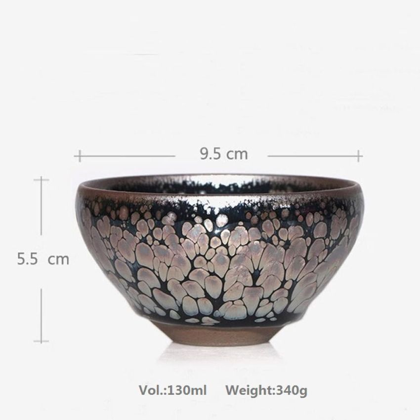 Tenmokus Tea Cup Handmade with Good Glaze, 4.4oz / 130ml Porcelain, Chinese Traditional Skill Tenmoku Jianzhan Teacup, Jianyao Bowl