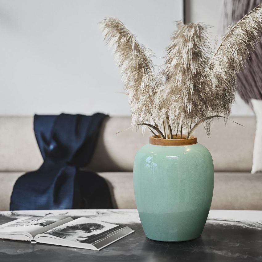 Rustic Ceramic Table Vase, Celadon Ceramic Vases for Decor, Farmhouse Green Vases for Home Decor, Pottery Vase Large Terracotta Vase, Extra Large Vases for Decor Living Room,Bedroom