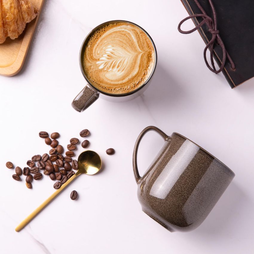 12OZ Ceramic Coffee Mugs Set of 4, Large Porcelain Coffee Cups With Large Handle For Latte,Cappuccino,Milk,Cocoa,|Dishwasher&Microwave Safe Mug Sets,Ideal for Man,Woman,Dad, Mom-Coffee