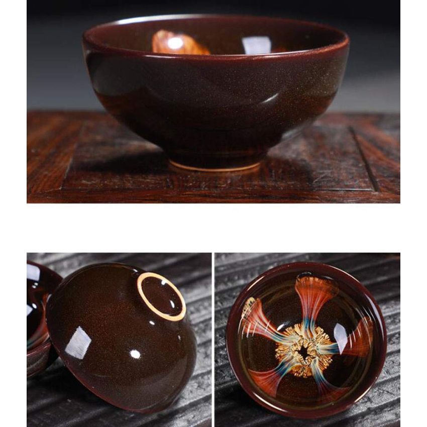 Purple Clay Tea CupChinese Kung Fu TeacupupCoffee Mug, Jianzhan JianZhan Tenmoku 6 Colors Wide Mouth Tea Cup Handmade Ceramic kung fu Tea Cup - Gift Box 6 Pcs