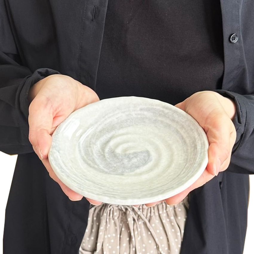 5.9 inches Serving Plates Set of 5, Rough Cut Shape Pottery, Dishwasher and microwave safe ,Japanese Traditional Style and Color, Dessert plates, Appetizer Plates, Side Dish Plates and Salad Plates