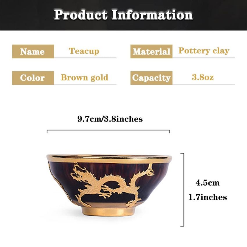 Tea Cup Hand Inlaid Gold Dragon and Phoenix Cup, Kiln Transformation Colorful Master Cup, Kung Fu Tea Bowl Sake Teaware, Gift Box Packaging(Color: Phoenix, Size : 3.8 oz)
