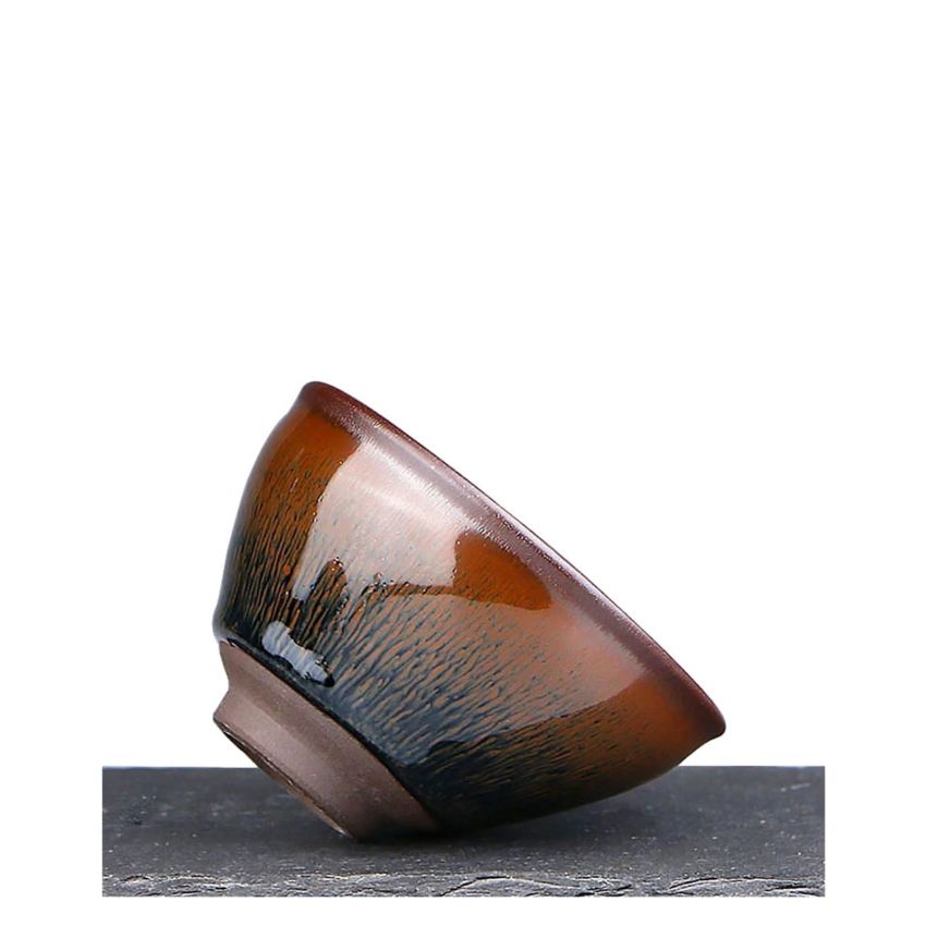 Jianzhan Tea Cup Traditional Hare Fur Tenmoku Tea Bowl Cup for Tea Porcelain Pattern Naturally Formed in Kiln Tea