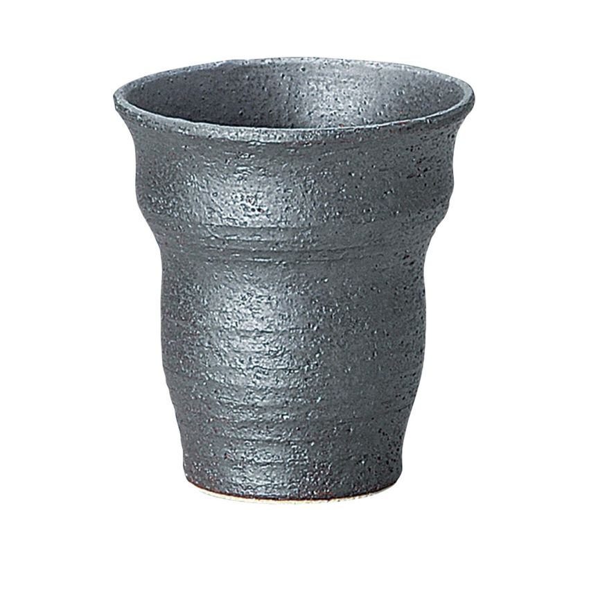 Sohine 344-25-403 Pottery Free Cup Nanban Wave Shochu Cup, Black, Approx. 9.5 fl oz (270 ml)