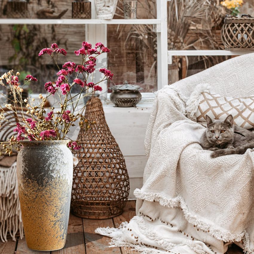 Rustic Ceramic Floor Large Vase for Farmhouse Decor, Pottery Clay Tall Terracotta Vase for Flowers, Pottery Vase for Living Room Decor, Shelf, Mantel Decoration, Wedding Housewarming Gift