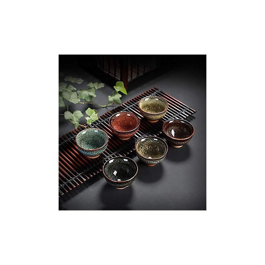 Chinese Ceramic Kung Fu Tea Set of 6, Japanese Tea Cup, Sake Cup, Ceramic Tea Cup, Ceramic Tea Set (6 colors)