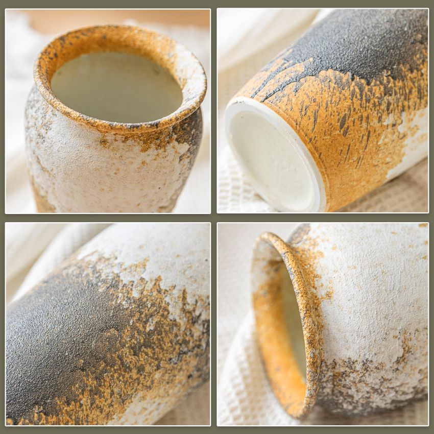 Rustic Ceramic Floor Large Vase for Farmhouse Decor, Pottery Clay Tall Terracotta Vase for Flowers, Pottery Vase for Living Room Decor, Shelf, Mantel Decoration, Wedding Housewarming Gift