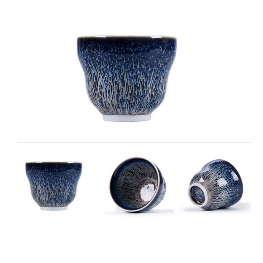 One Featured JianZhan Raw Ore Tenmoku Colorful Wide Mouth Tea Cups Handmade Ceramic kung fu Tea Cup - NO.56
