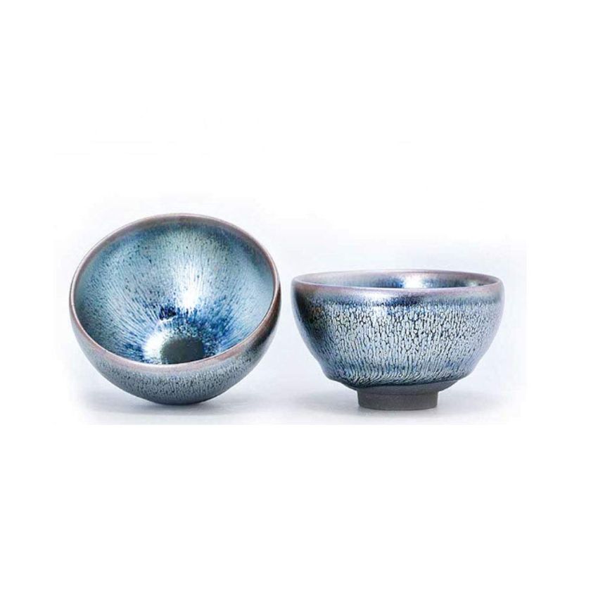 One Featured JianZhan Raw Ore Tenmoku Colorful Wide Mouth Tea Cups Handmade Ceramic kung fu Tea Cup - NO.47