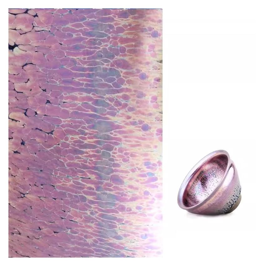 Jianzhan Tenmoku Unique Teacup Handmade Chinese Kungfu Tea Cup Porcelain Master Tea Bowl Flowing Purple Colors Teaware Natural Kiln Fired Ceramic Mug