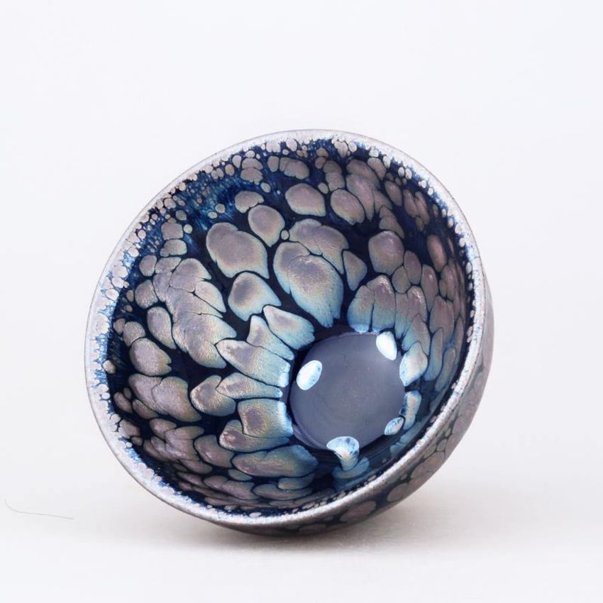 Sunrise Tenmoku Jianzhan Tea Cup,130ml Porcelain Tea Bowl Chinese Teacups Natural Kiln Fired Ceramic Mug Teaware Certificate+Giftbox