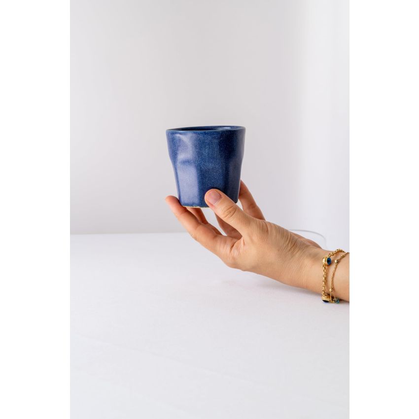 Modern Handmade Square Blue Pottery Mug - Blue Stoneware Coffee/Tea Cup - Minimalist Small Ceramic Mug - Unique Coffee Mug - Personalized Coffee Mug