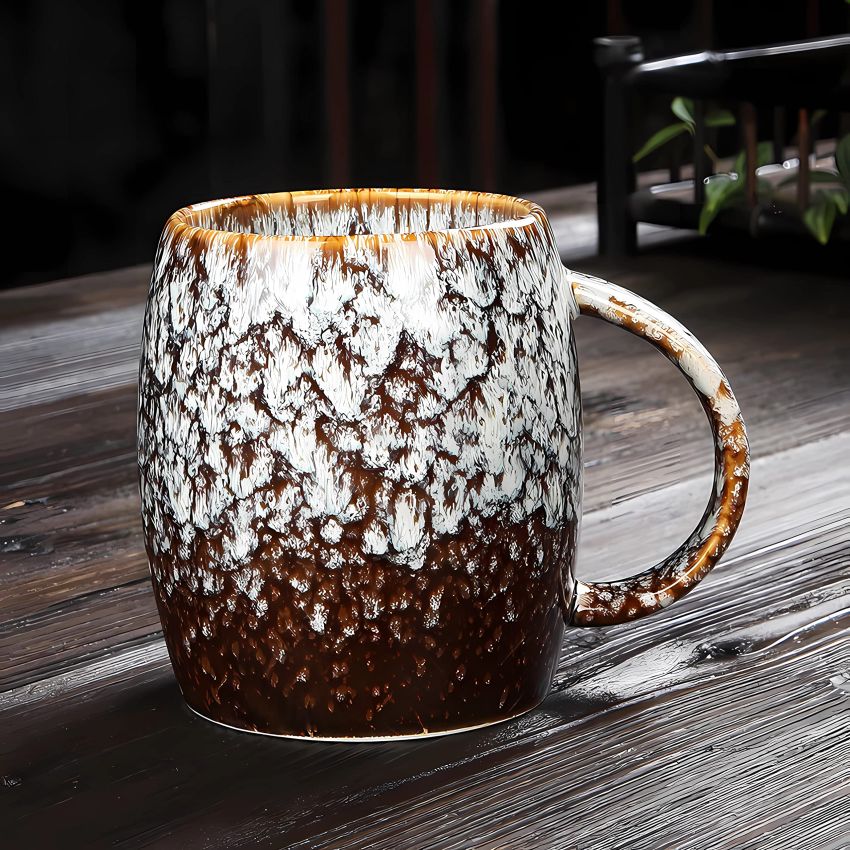 Large Ceramic Coffee Mug Set of 2, 14 Oz Handmade Pottery Tea Cups with Handle for Cappuccino, Latte and Cocoa, Microwave and Dishwasher Safe, Unique Gifts for Family and Friends (White, 2)