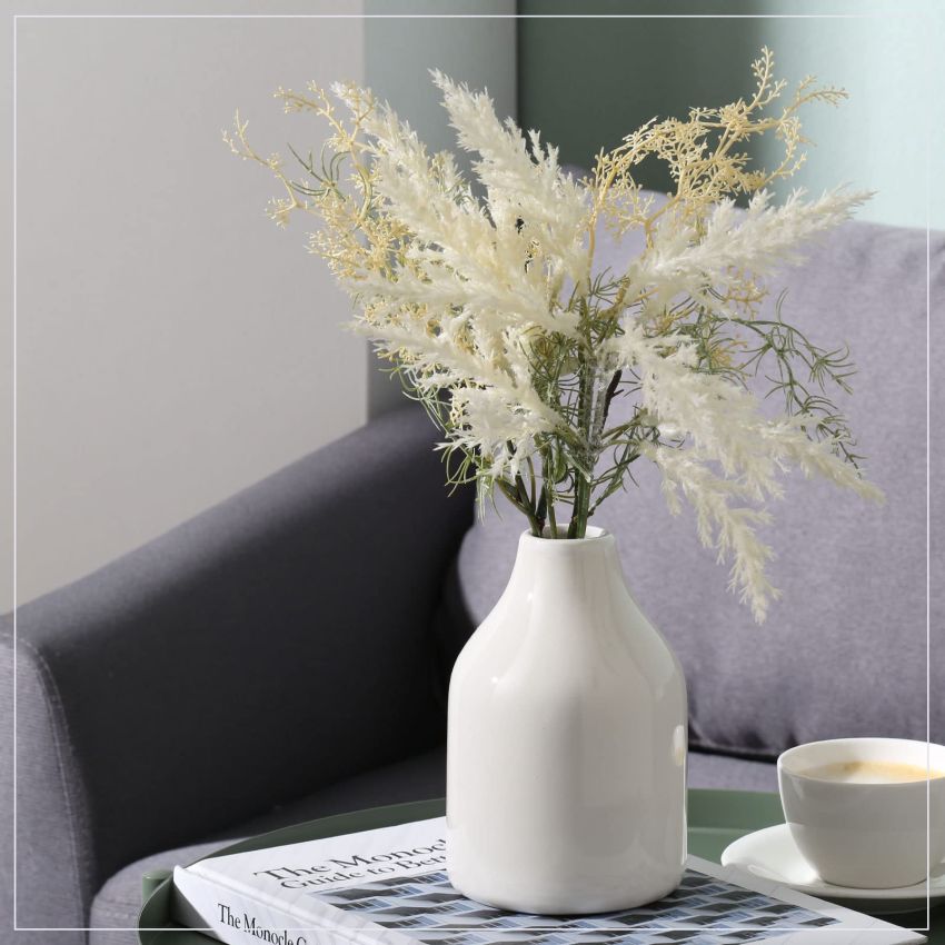 Small White Vase Set of 3 for Modern Home Decor,Ceramic Vases for Centerpieces White Flower Vases for Living Room Wedding/Dinner Table/Party -White