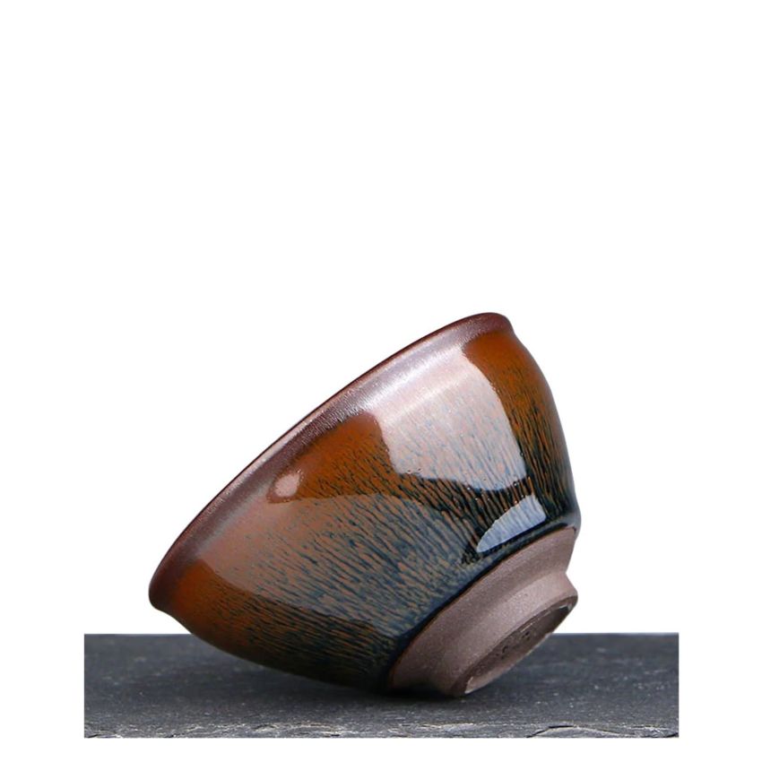 Jianzhan Tea Cup Traditional Hare Fur Tenmoku Tea Bowl Cup for Tea Porcelain Pattern Naturally Formed in Kiln Tea