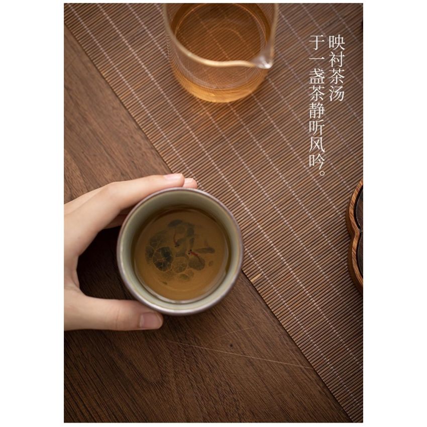 2PCS Chinese Tea Cup,Bowl for Father,Tenmoku Cups,Chinese Kungfu Ceramic Teacup Set,Christmas New Year Gift for Husband