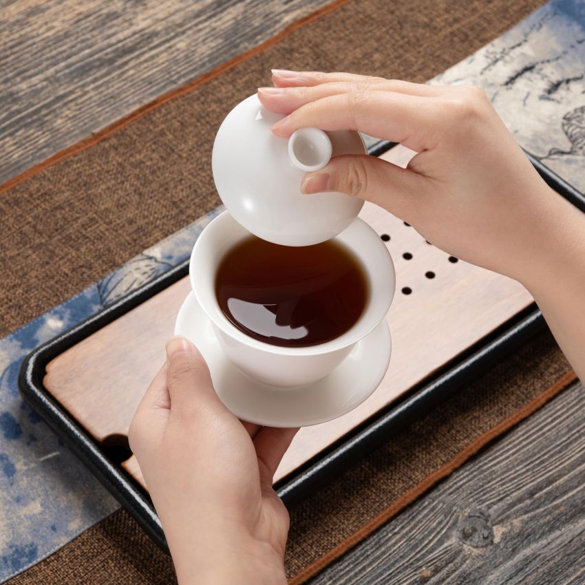 Classic China 6 Oz/ 180ml Gaiwan Tea Bowl Set,Dehua Suet Jade Porcelain Teacup for Brew Kung Fu Tea (White)