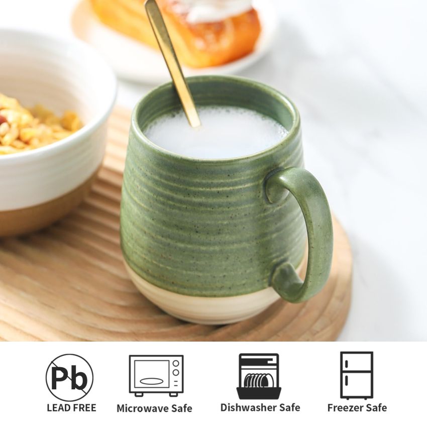 Hasense Coffee Cup, Ceramic Soup Cup With Handle, 20oz Large Coffee Cup for Home and Office, Prefect for Tea, Coffee, Latte, Dishwasher Microwave Safe, 1 PCS(Green)