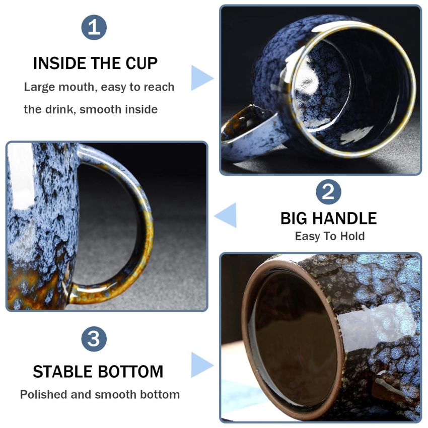 Sneosnai# Ceramic Coffee Mug-Tea Mugs, 16 oz Handle Handmade Pottery Tea Cup For Office And Home, Hot Cold Drinking, Stylish Tfancy Glaze(Red)