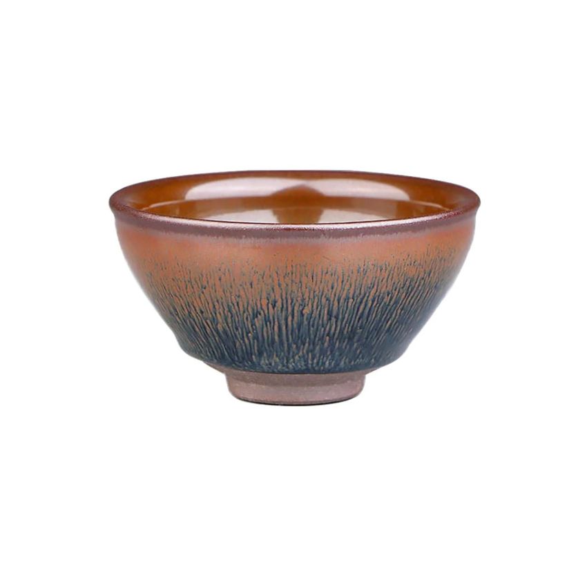 Jianzhan Tea Cup Traditional Hare Fur Tenmoku Tea Bowl Cup for Tea Porcelain Pattern Naturally Formed in Kiln Tea