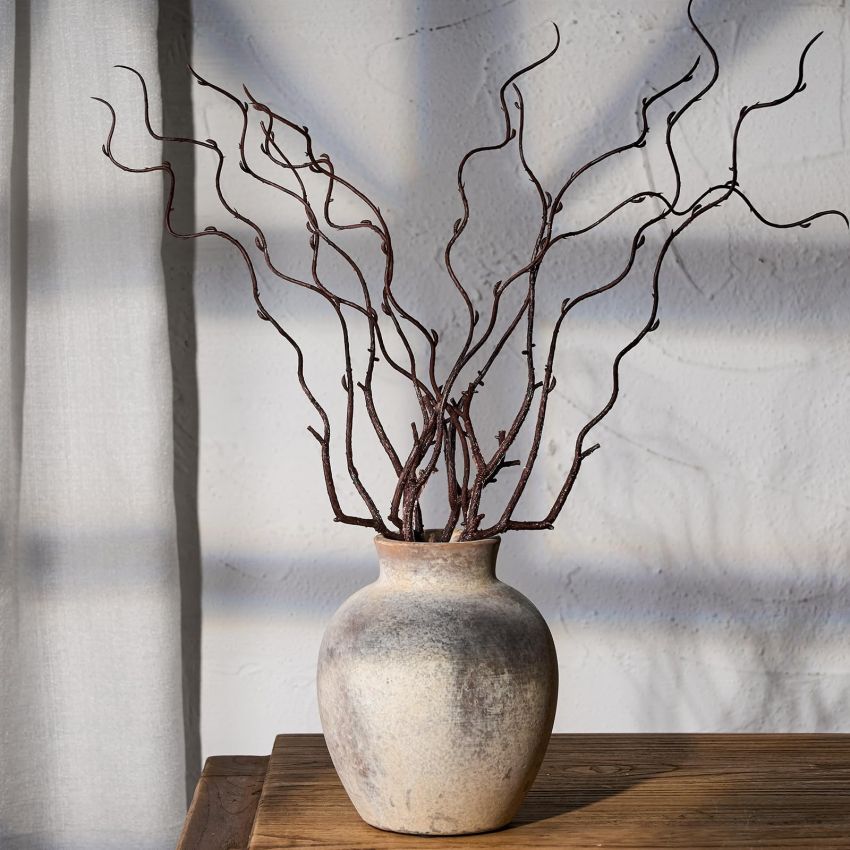 SIDUCAL Ceramic Decorative Flower Vase | 6 Inch Pottery Rustic Farmhouse Vase | Boho Vase for Home Decor | Whitewashed Terracotta Vase for Table, Living Room, Bathroom, Shelf, Mantel Decoration