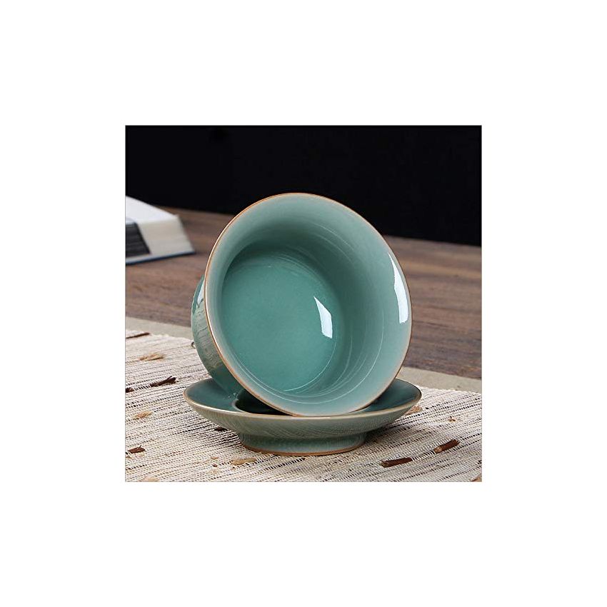 Seres Longquan Celadon Teabowl,Jade Green Porcelain Teabowl Cup,4 Optional Colors,龙泉青瓷茶碗(弟窑) (Dark Green)