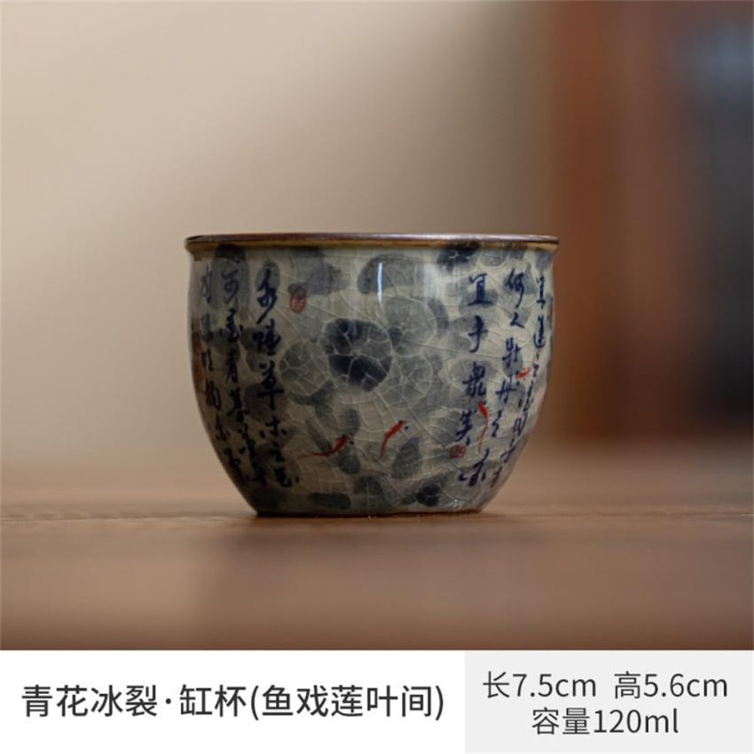 2PCS Chinese Tea Cup,Bowl for Father,Tenmoku Cups,Chinese Kungfu Ceramic Teacup Set,Christmas New Year Gift for Husband