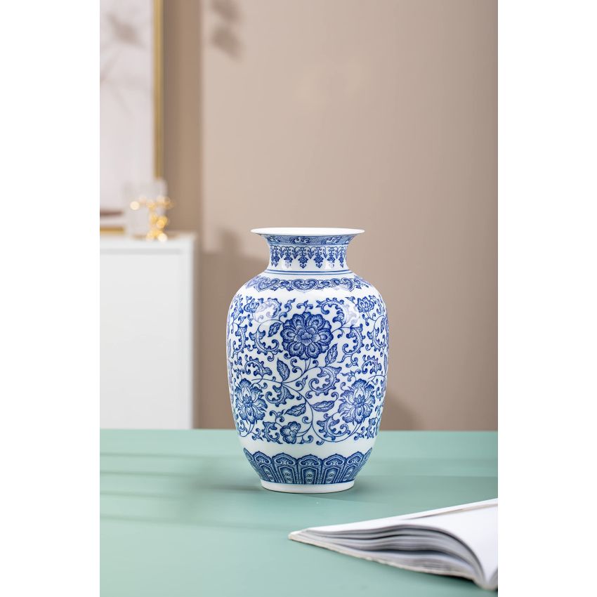 Blue Vase, Chinoiserie Vase, Ginger Jar Vase for Home Decor, Blue and White Porcelain Decor,9 